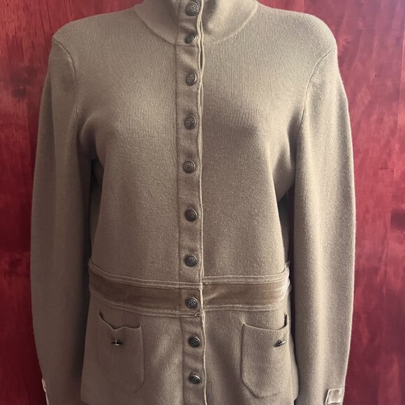 Vintage Yuka cardigan with velvet trim - Picture 2 of 6